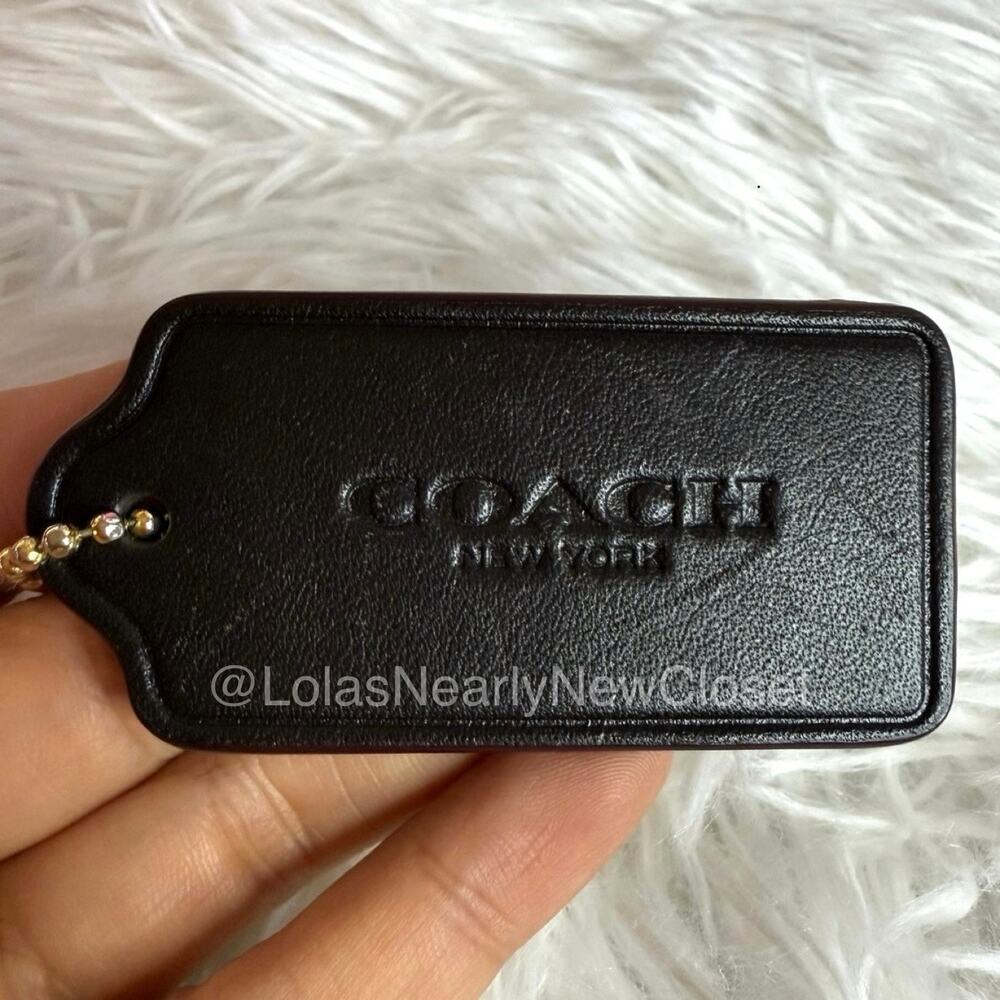 2.5" COACH Black Brown Fob Bag Charm Hang tag Hangtag